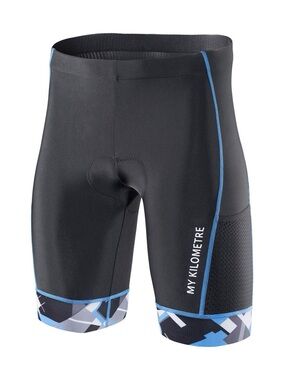 My Kilometre Men's Black Cycling Shorts with Blue Trim Medium